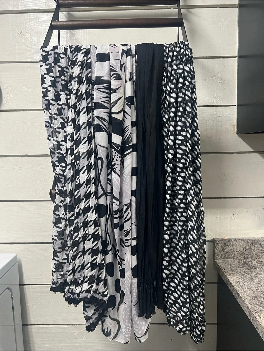 4 Black & White Patterned Scarfs